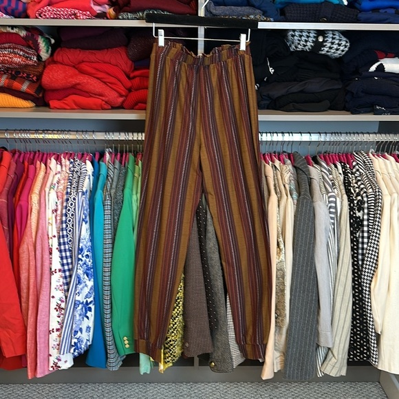 Mudd brown/navy/maroon striped tie waist jogger pants size M - Picture 3 of 3